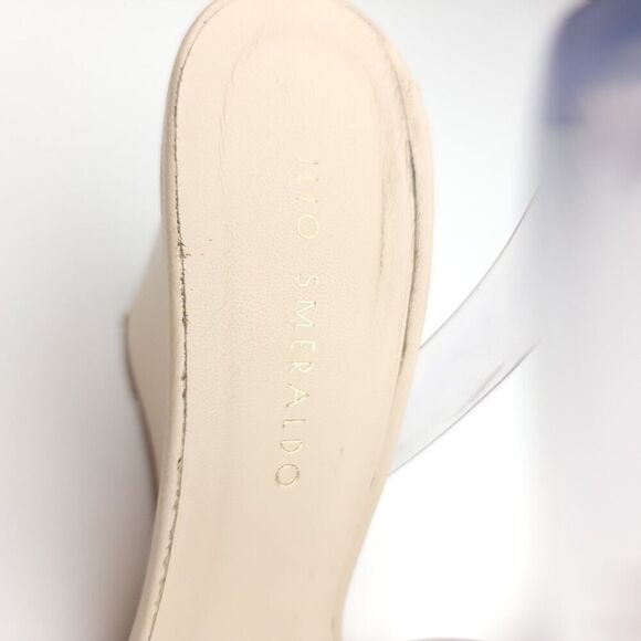 Ilio Smeraldo Claire Rose Nude Wedge Minimal Clear Strappy Sandal Heels 7 Beige - Picture 7 of 11